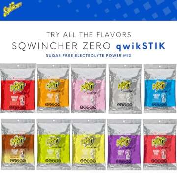 Sqwincher Zero Qwik Stik, Sugar Free, Low Calorie, Low Sodium Electrolyte Powder Hydration Drink Mix, Strawberry Lemonade, .11 0z Packet (Pack of 50)