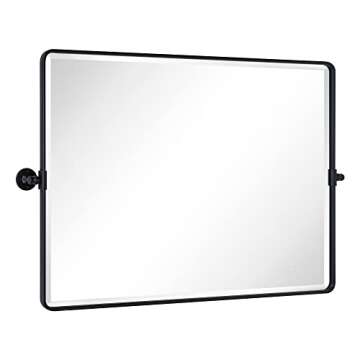 TEHOME 40x30 Pivot Bathroom Mirror - Elegant Tilted Beveled Design