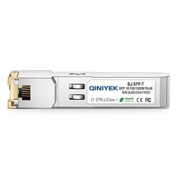 QINIYEK 2Pack 10/100/1000BASE-T RJ45 Copper SFP Ethernet Module, Gigabit SFP to RJ45 Mini-GBIC Transceiver for Cisco GLC-T/SFP-GE-T/GLC-TA, Mikrotik SRJ01, Netgear, Supermicro, up to 100m
