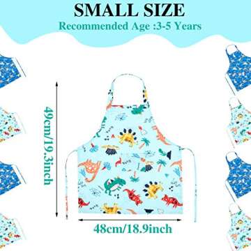 Geyoga 2 Pcs Kids Dinosaur Apron with Pocket for Boys Girls Cooking Kitchen Children Toddler Cartoon...