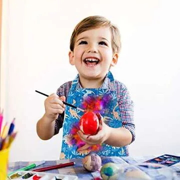 Geyoga 2 Pcs Kids Dinosaur Apron with Pocket for Boys Girls Cooking Kitchen Children Toddler Cartoon Apron with Adjustable Neck Strap for Cooking Baking Painting Kids Christmas Birthday Gift