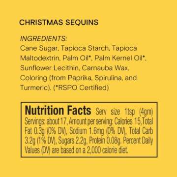 Christmas Sequins & Ugly Sweater Natural Sprinkle Set by Supernatural, Holiday Shapes, No Artificial Dyes, Soy Free, Gluten Free, Vegan, 3oz (Pack of 2)