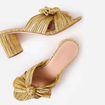 MUCCCUTE Women's Bow Knot Heeled Sandals Ankle Buckle Strap Chunky Heeled Open-toe Comfortable Wedding Party Fashion Heeled