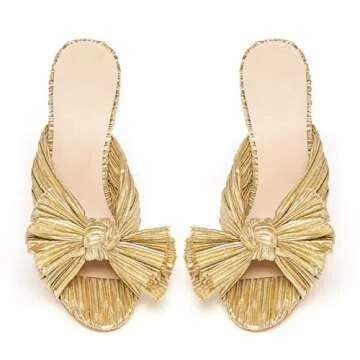 MUCCCUTE Women's Bow Knot Heeled Sandals Ankle Buckle Strap Chunky Heeled Open-toe Comfortable Wedding Party Fashion Heeled