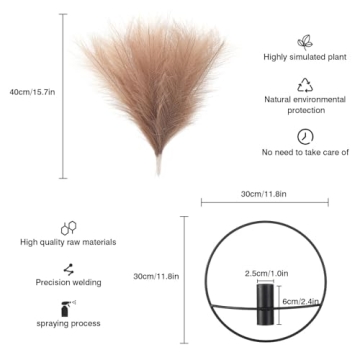 Pretty Jolly Boho Wall Decor, Wall-Mounted Metal Wall Decor, Hanging Artificial Pampas Display, Wall...