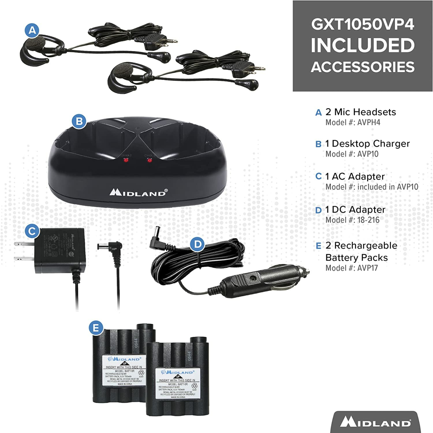 Midland GXT1050VP4 Walkie Talkie Combo Pack