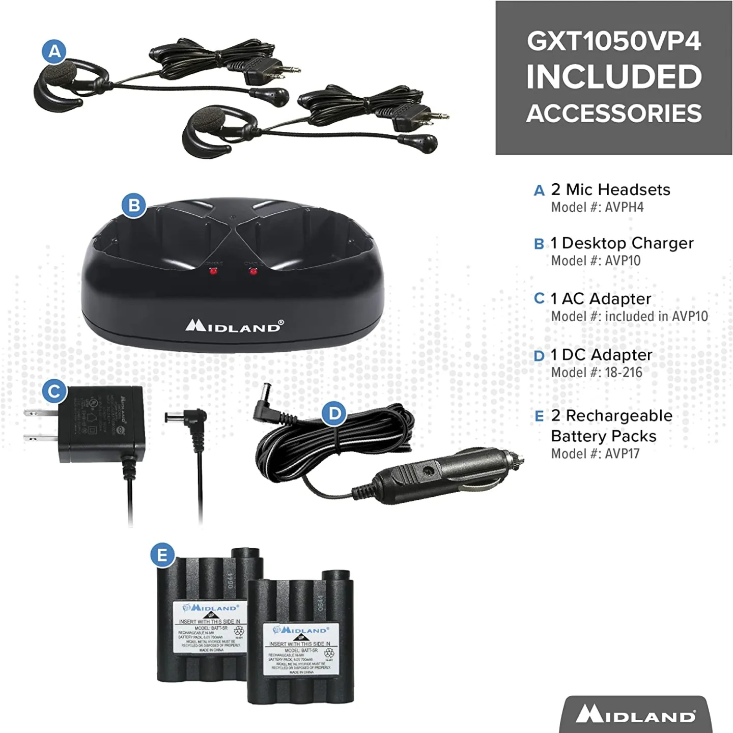 Midland GXT1050VP4 Walkie Talkie Combo Pack