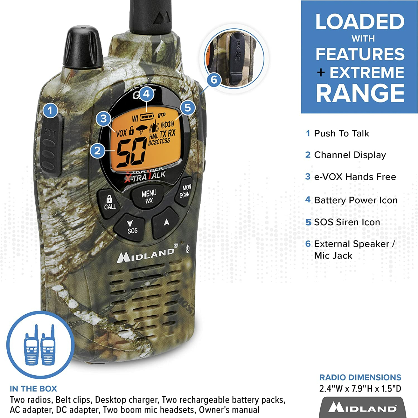 Midland GXT1050VP4 Walkie Talkie Combo Pack
