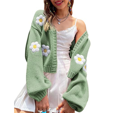 Womens Y2K Cropped Cardigan Sweater in Mint Green