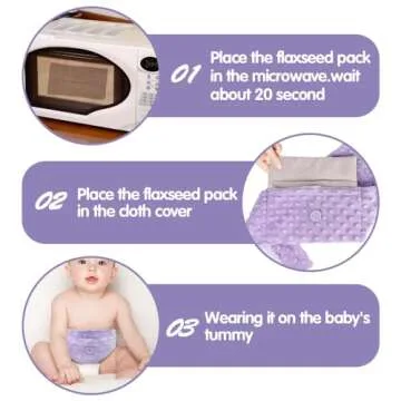 Comfheat Colic and Gas Relief for Newborns and Infants, Flaxseed Heated Tummy Wrap, Baby Swaddling Belt with Soothing Warmth, Natural Relief for Upset Stomach in Babies and Toddlers, 0-3 Years (Puple)
