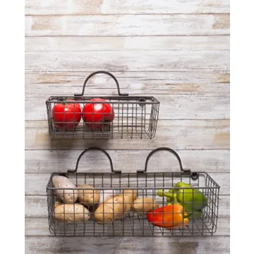 DII Vintage Wire Wall Basket Set for Stylish Storage