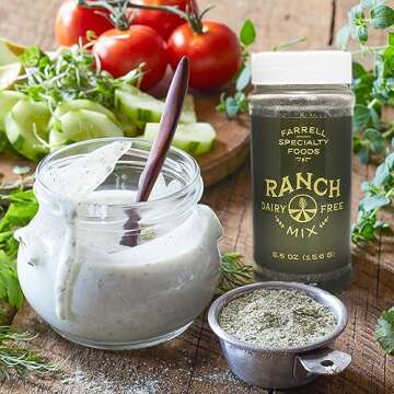 Dairy Free Ranch Mix by Farrell Specialty Foods – Dairy, Egg, Soy, Nut, Sugar, Sodium / & Salt Free – Delicious Salad Dressing, Vegetable Dip & Seasoning. (Vegan, No Sodium. 5.5 oz jar (156 g))