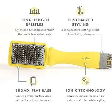 Drybar The Smooth Shot Paddle Brush Blow-Dryer | Smooths Hair for Easy Blowout, Reduces Frizz, Added Body, Quick & Easy One Step Styling for Long or Thicker Hair
