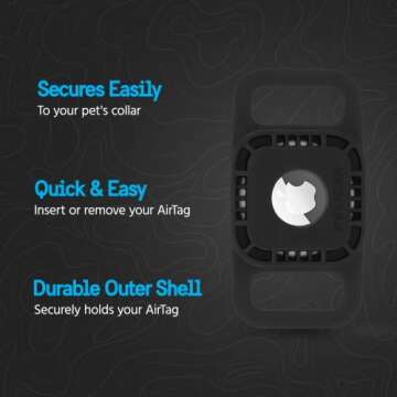 Pelican Protector Airtag Dog Collar Holder - Waterproof & Anti-Scratch AirTag Holder Dog Tag - Rugged Airtag Case for Dog Collar - Pet Collar Airtag Loop - Compatible with Cat / Dog Collar - Black