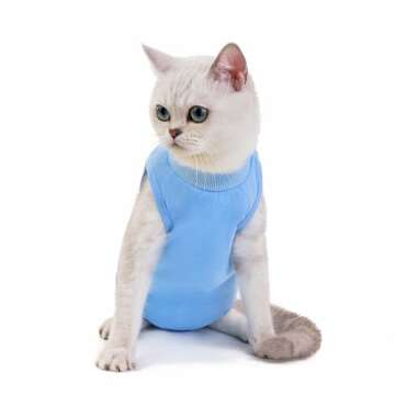 AiliStar Cat Surgery Recovery Suit Cat Suit for Abdominal Wound Cat Surgical Rehabilitation Suit Blu...