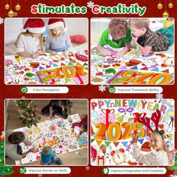 DDMY New Year 2025 Giant Coloring Poster, 72 x 35.5 Inch Fun Family Activity