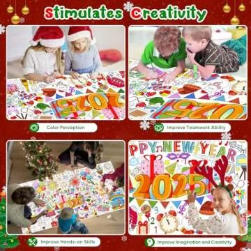 DDMY New Year 2025 Giant Coloring Poster, 72 x 35.5 Inch Fun Family Activity