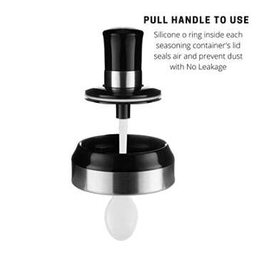 BOILING POINT Sauce Jar Sugar Container Glass Jar Combination Spoon with Lid Canisters Storing Seasoning Spices Salt Sugar for Kitchen Counter Food Storage with Decorative Sticker 9.7oz / 280ml