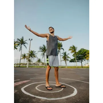 Men's Yoga Mat Leather Flip Flops with Arch Support