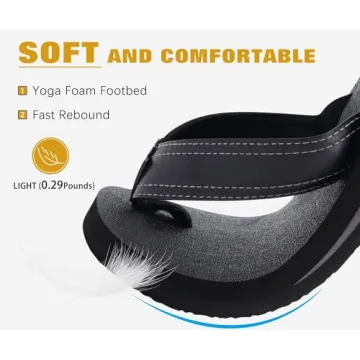 Men's Yoga Mat Leather Flip Flops with Arch Support