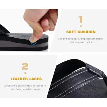 Men's Yoga Mat Leather Flip Flops with Arch Support