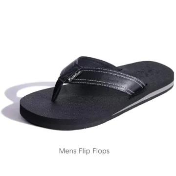 Men's Yoga Mat Leather Flip Flops with Arch Support