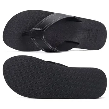 Men's Yoga Mat Leather Flip Flops with Arch Support