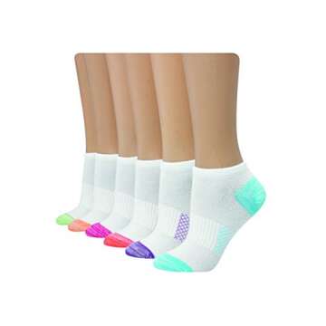 Hanes womens Hanes Women's 6-pair Lightweight Breathable Ventilation No Show Casual Sock, White Asso...