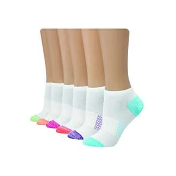Hanes womens Hanes Women's 6-pair Lightweight Breathable Ventilation No Show Casual Sock, White Asso...