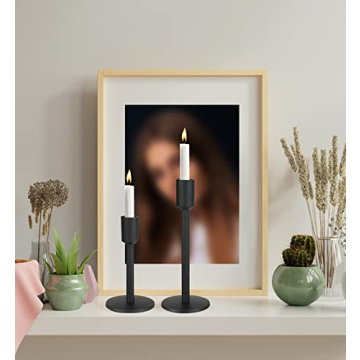 Black Candlestick Holders Set of 2 for Taper Candles