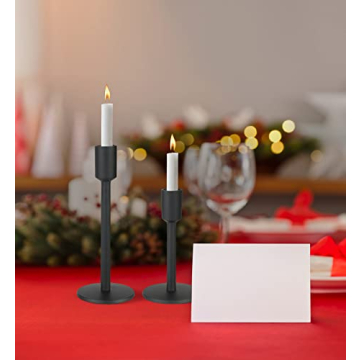 Black Candlestick Holders Set of 2 for Taper Candles