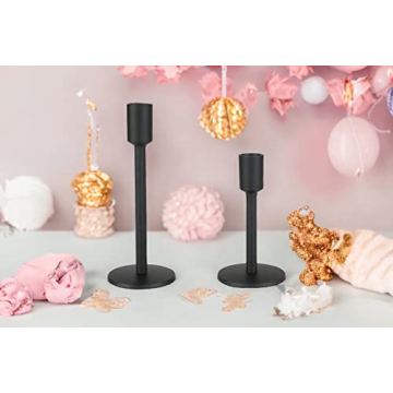 Black Candlestick Holders Set of 2 for Taper Candles