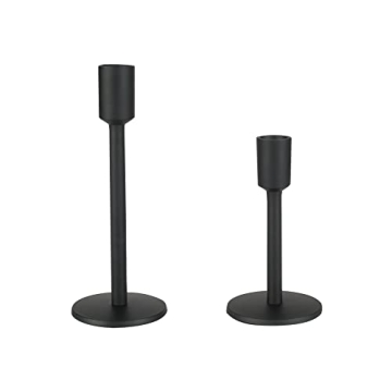 Black Candlestick Holders Set of 2 for Taper Candles