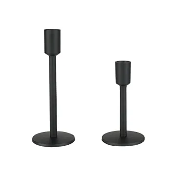 Black Candlestick Holders Set of 2 for Taper Candles