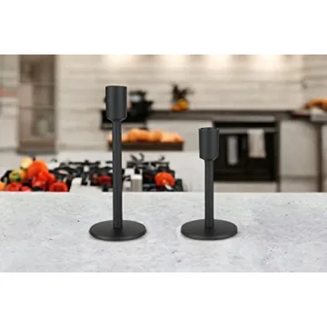 Black Candlestick Holders Set of 2 for Taper Candles