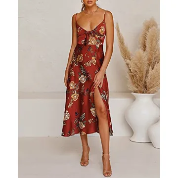 Fashionme Floral Vintage Spaghetti Strap Slip Dress
