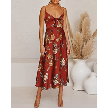 Fashionme Floral Vintage Spaghetti Strap Slip Dress