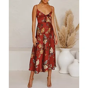 Fashionme Floral Vintage Spaghetti Strap Slip Dress
