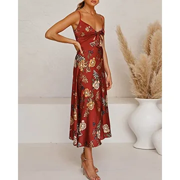 Fashionme Floral Vintage Spaghetti Strap Slip Dress