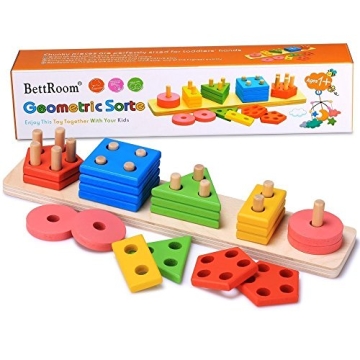 BettRoom Wooden Educational Preschool Toddler Toys for 3 4-5 Year Old Boys Girls Shape Color Recogni...