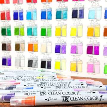 Kuretake ZIG CLEAN COLOR f 36 colors set, 0.5 mm & 1.2 mm, AP-Certified, Odourless, Xylene Free, Suitable for dark paper, Perfect for illustrating, sketching, designing and cartooning. Made in Japan