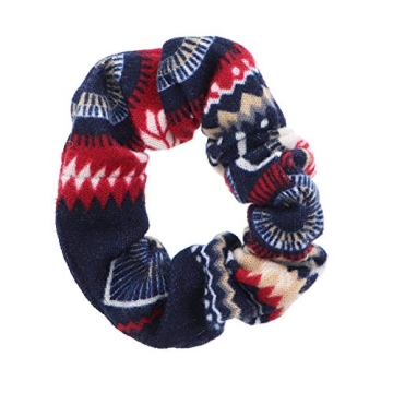 Blue Aztec Hair Scrunchies - No Pony Marks, Soft & Stylish