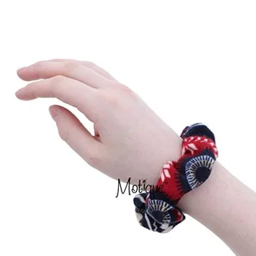 Blue Aztec Hair Scrunchies No Pony Marks Soft Fabric