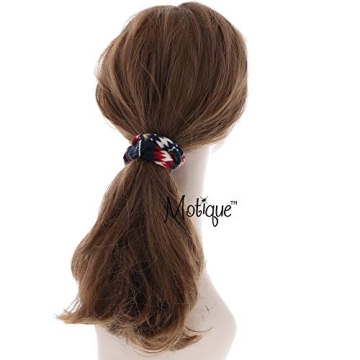 Blue Aztec Hair Scrunchies No Pony Marks Soft Fabric