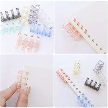 WYBG 7 Pack Loose-Leaf Binding Strip Book Rings Multicolored 4 Holes Binding Spines Combs Snap Split...