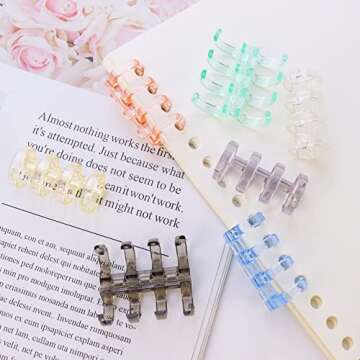 WYBG 7 Pack Loose-Leaf Binding Strip Book Rings Multicolored 4 Holes Binding Spines Combs Snap Split Binder Rings for Notebook Diary Scrapbook Photo Album Stationery Office School Supply