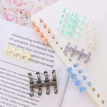 WYBG 7 Pack Loose-Leaf Binding Strip Book Rings Multicolored 4 Holes Binding Spines Combs Snap Split Binder Rings for Notebook Diary Scrapbook Photo Album Stationery Office School Supply