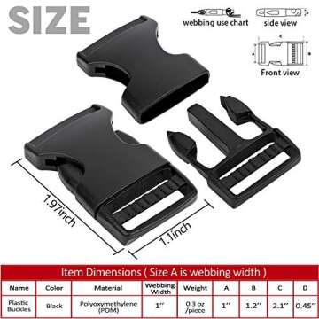 YGDZ 1 Inch Buckles, 18pcs Side Release Plastic Buckles Colorful Heavy Duty Plastic Buckles for Back...