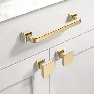 Asidrama 10 Pack 1-1/4 inch Brushed Brass Kitchen Cabinet Knobs Gold Dresser Knobs Drawer Knobs Cabi...