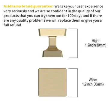 Asidrama 10 Pack 1-1/4 inch Brushed Brass Kitchen Cabinet Knobs Gold Dresser Knobs Drawer Knobs Cabinet Hardware Zinc Knobs for Dresser Drawers